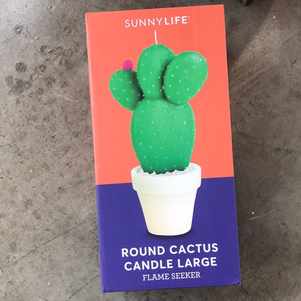 SUNNYLIFE Indoor Outdoor Decorative Large Round Cactus Scented Candle NIB - Picture 3 of 5